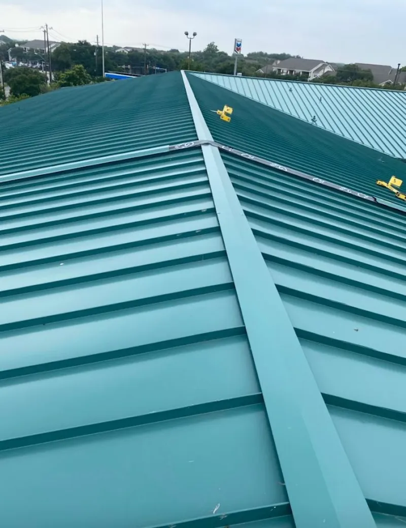 Green commercial metal roof ridge and valley for Metal Roof Repair in Orange Park